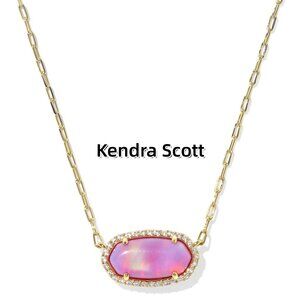 Elisa Pave Frame Gold Short Pendant Necklace